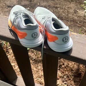 lululemon athletica Women's Light Gray and Bright Orange Athletic Shoes